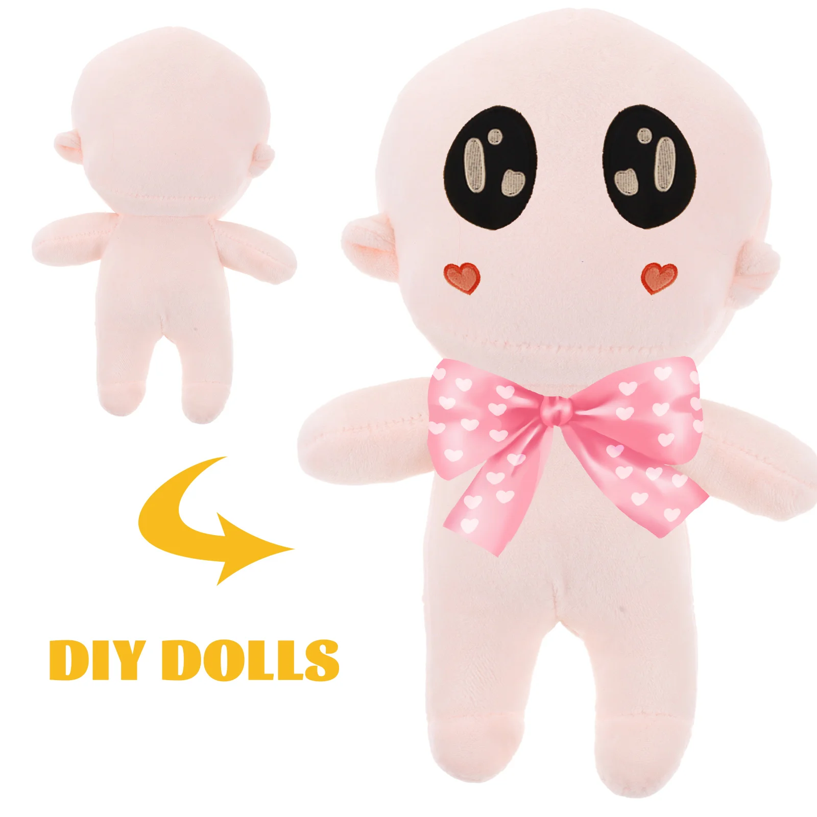 Blank Humanoid Plush Wear-resistant Model Kids Funny DIY Blank Body DIY Craft blank humanoid plush