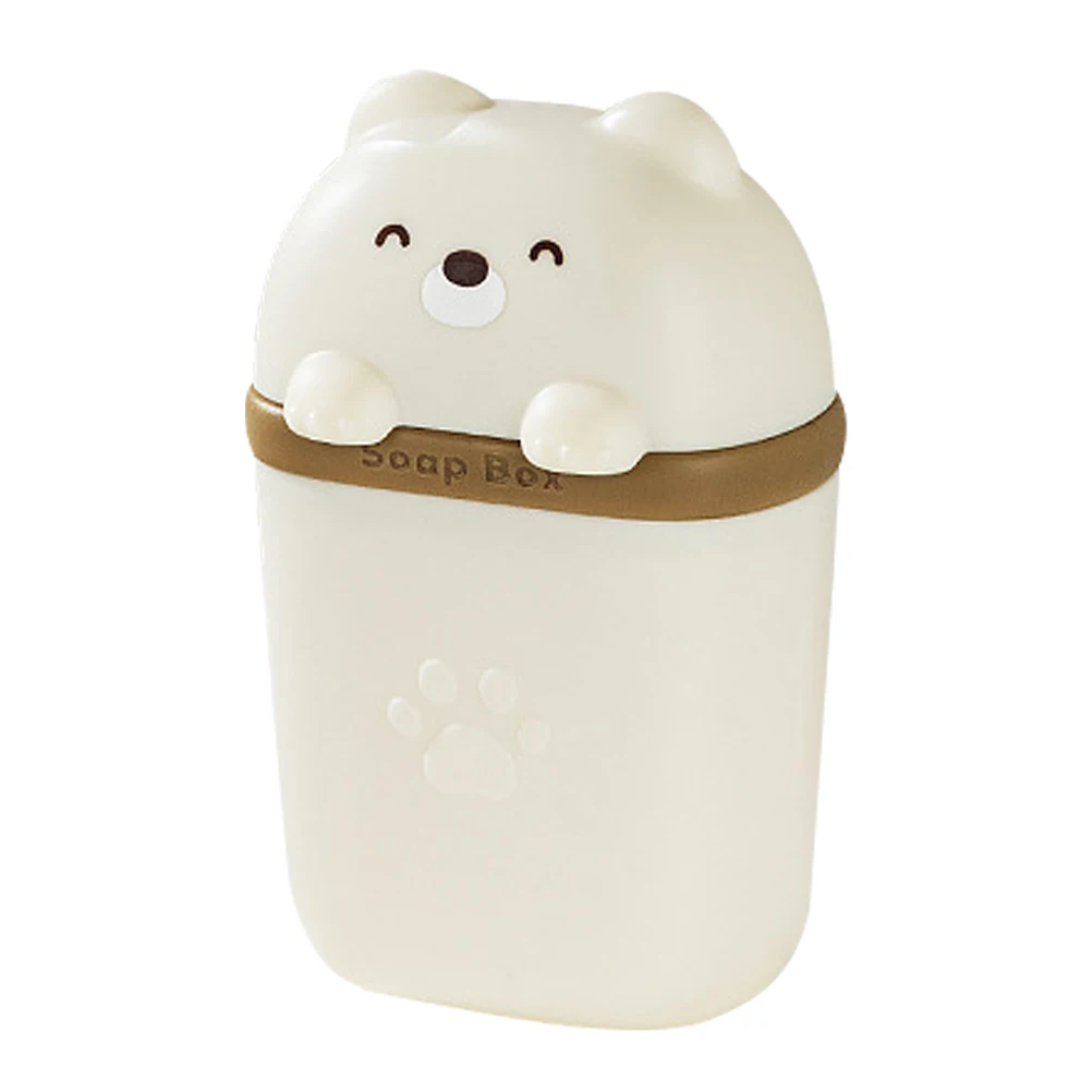 

1pc Sealed Soap Dish with Lid Portable Bear Shape Draining Design Travel Case Holder Plastic Shower Box Storage Container