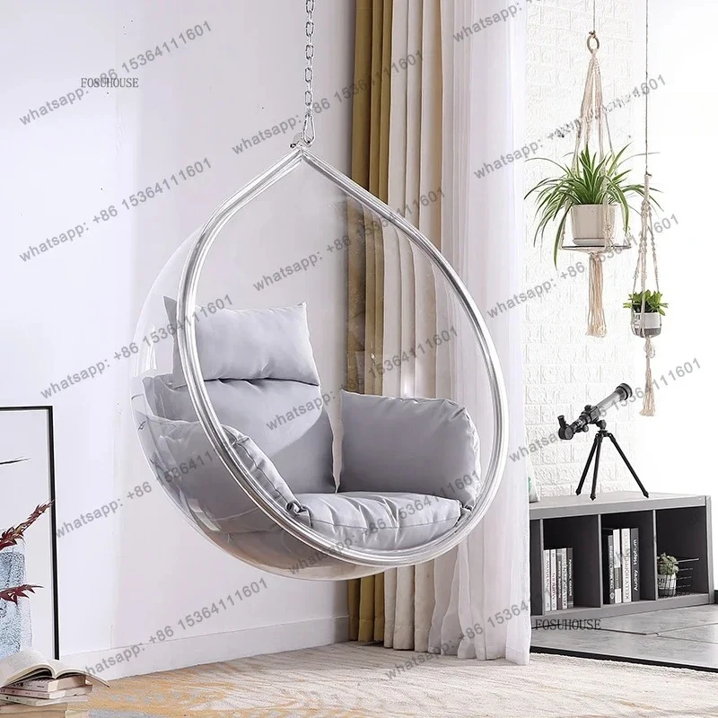 FGNordic Patio Swing Hammock Balcony Leisure Egg-shaped Chair Indoor and Outdoor Swing Creative Acrylic Transparent Hanging Bask
