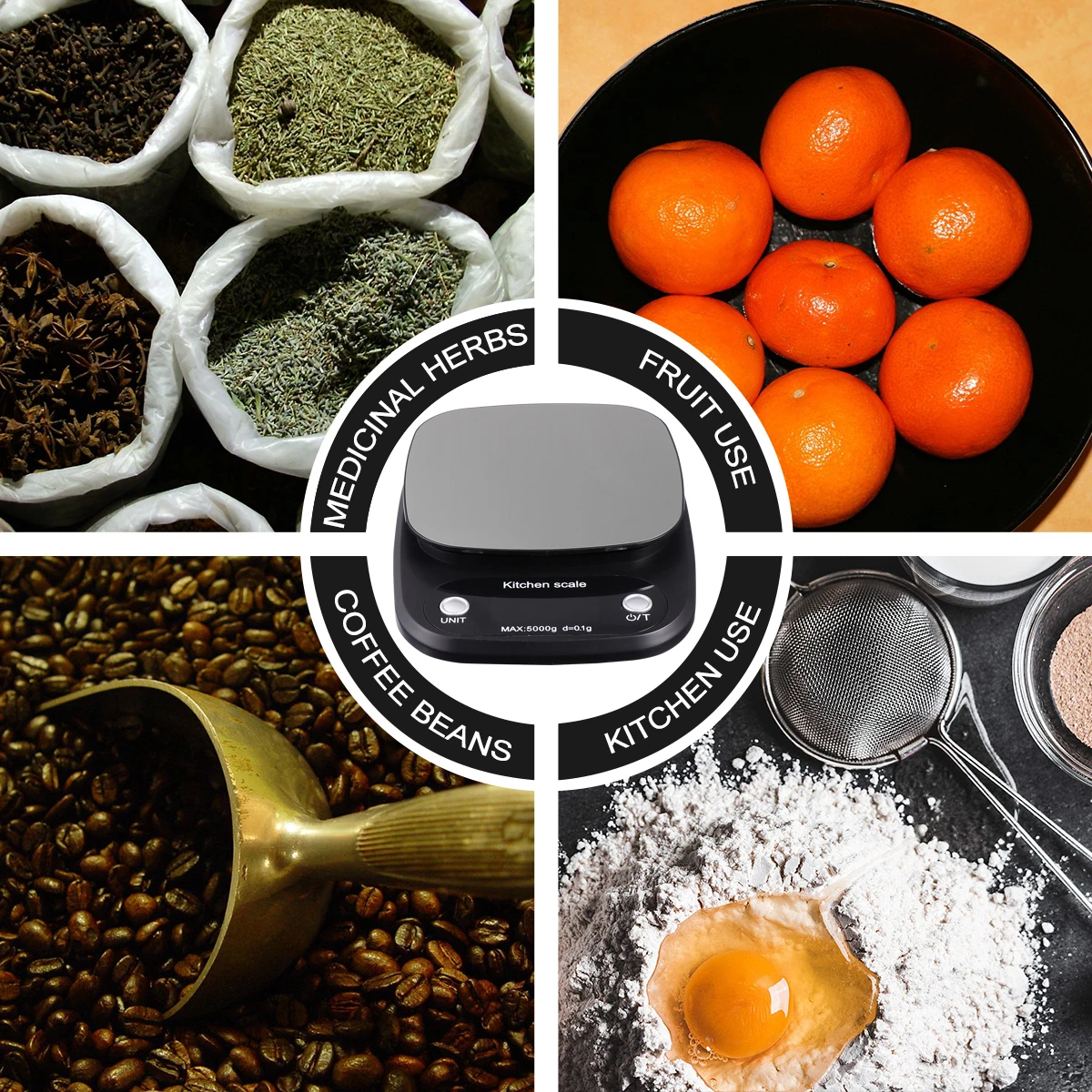 

1pc 5Kg/0.1G Stainless Steel Kitchen Scale Digital Lcd Display High Food Scale For Kitchen Lightweight Easy To