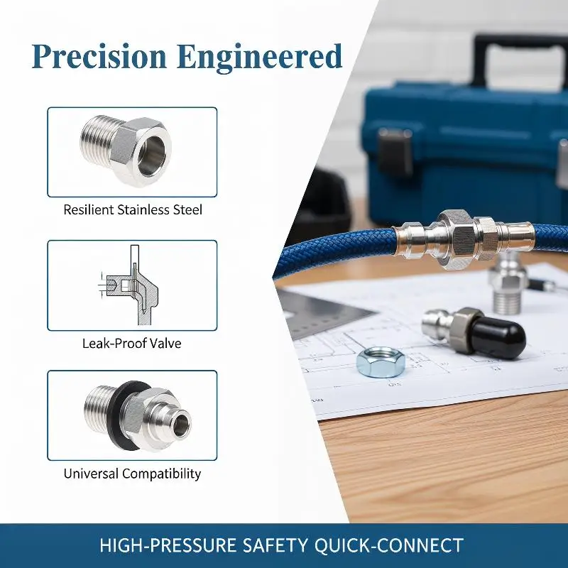 8MM M10x1 Adapter Pneumatic Quick Coupler For Maintenance Reliable Connection Secure Thread Fittings Easy To Connect