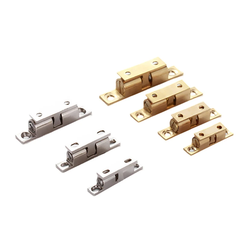 

1PC Brass Touch Beads Lock Door Spring Clip Cabinet Door Catches Silver Double Ball Catch Cabinet Door Latch 42/50/60/70mm