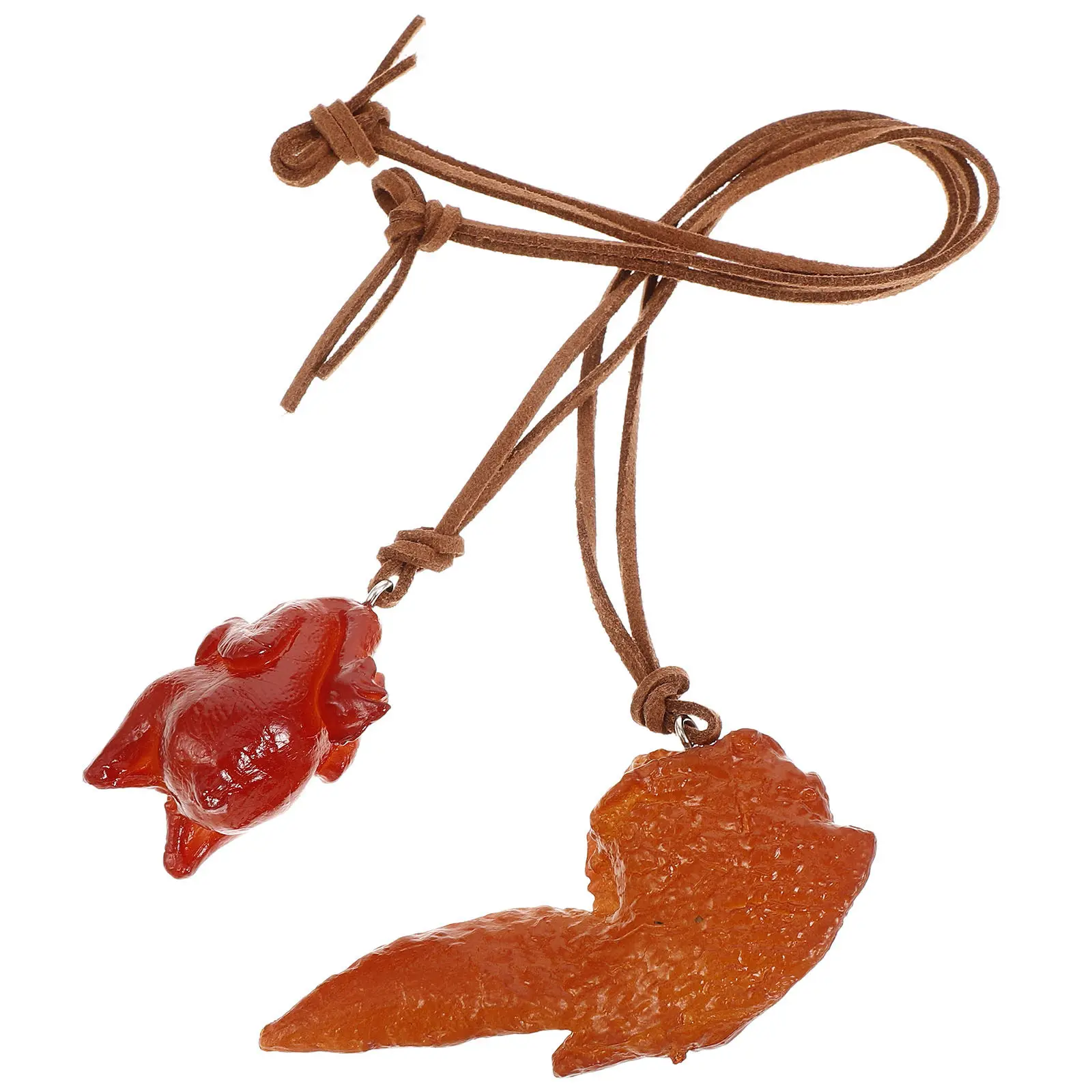 2Pcs Roasted Chicken Design Car Hanging Pendant Firm Resin Material Easy Install Rearview Mirror Ornament Car Interior Decor