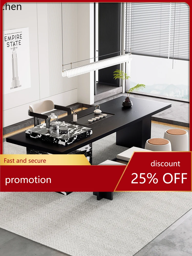 

CZ Solid Wood Large Board Tea Table and Chair Set Island Office Tea Table Living Room Home Use