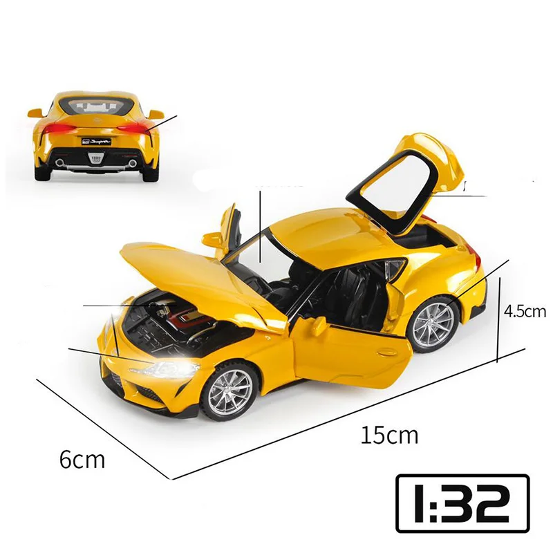 1:32 New Arrival Toyota Supra Pull Back Car Diecast Car Metal Model Toy with Sound and Light Vehicle Car Model Kids Car V229