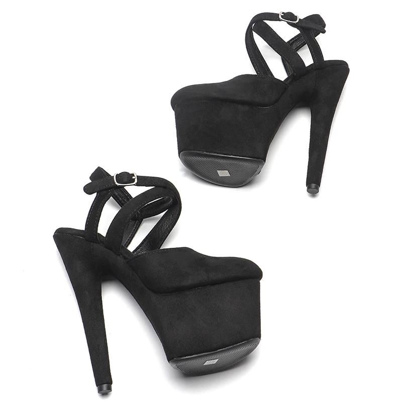 Leecabe 17cm/7inch Suede Upper Closed toe Sandals Shoes High-Platform Sexy Pole Dancing Shoes