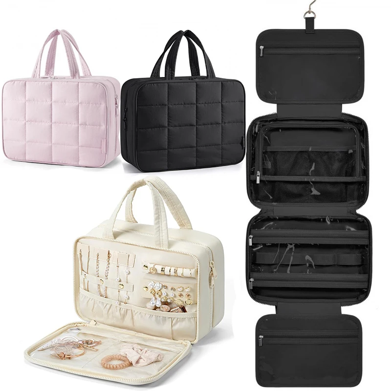 

Travel Makeup Bag Toiletries Organizer Women Neceser Bathroom Hook Wash Pouch Hook Makeup Storage Bag