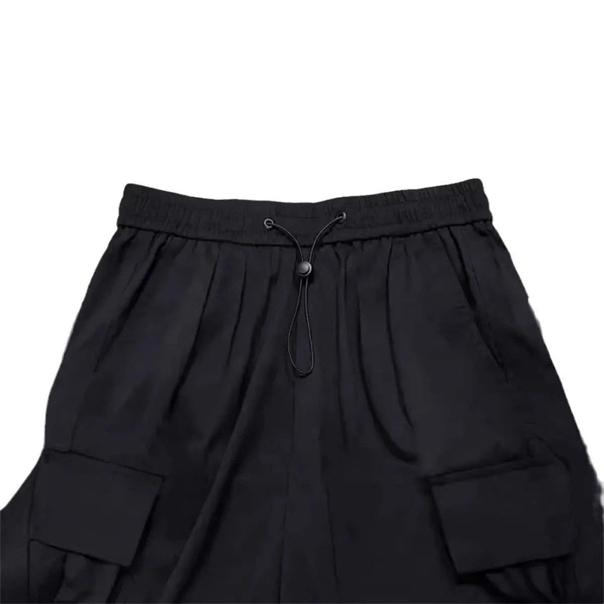 

Hot Black Men's Hip Hop Cargo Pants Casual Summer Solid Multiple Pockets Trousers Cool Ribbons Techwear Hip Hop Sweatpants Boys