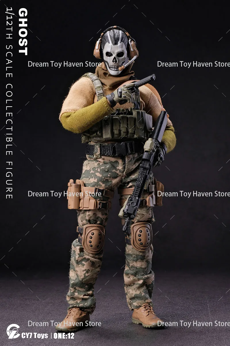 CY7 TOYS 1/12 Maßstab Wüstengeist mit Totenkopfmaske Mini-Waffen-Zubehörpaket 6-Zoll Komplettset Männlicher Soldat Actionfigur Modell