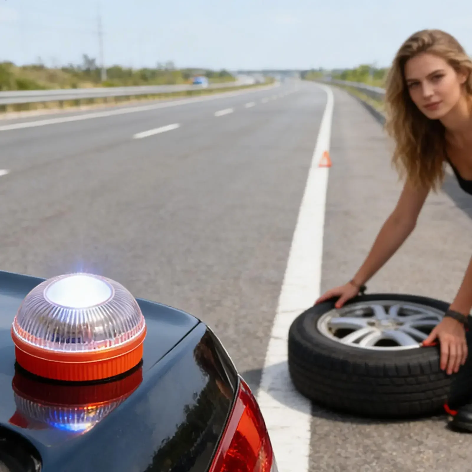 V16 USB Rechargeable Car Emergency Beacon Light – Magnetic Induction Strobe Warning Light for Safety Signal Flashing Amagi