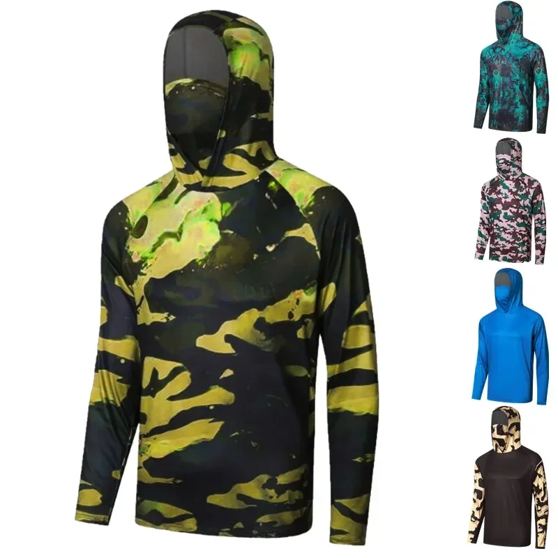 

Fishing Shirts Long Sleeve Hoodie Summer Sun Protection Lightweight Performance Tops Pro Anti Mosquito UPF 50+ Fishing Wear