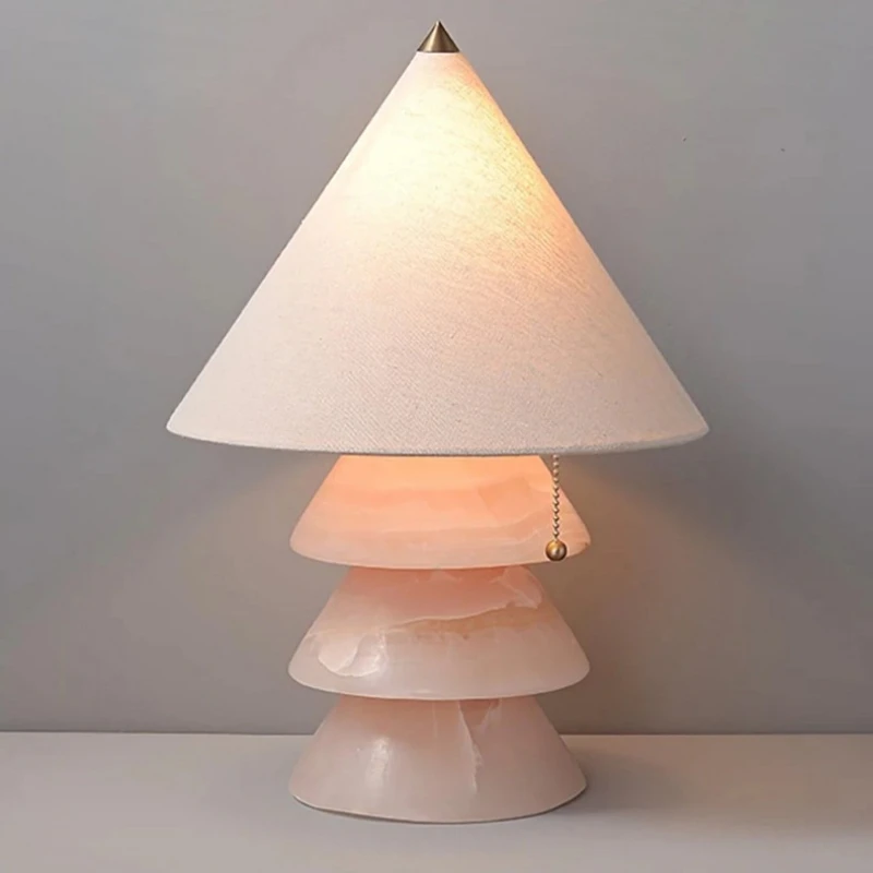 Jade table lamp, light luxury villa living room bedroom bedside ambient lamp