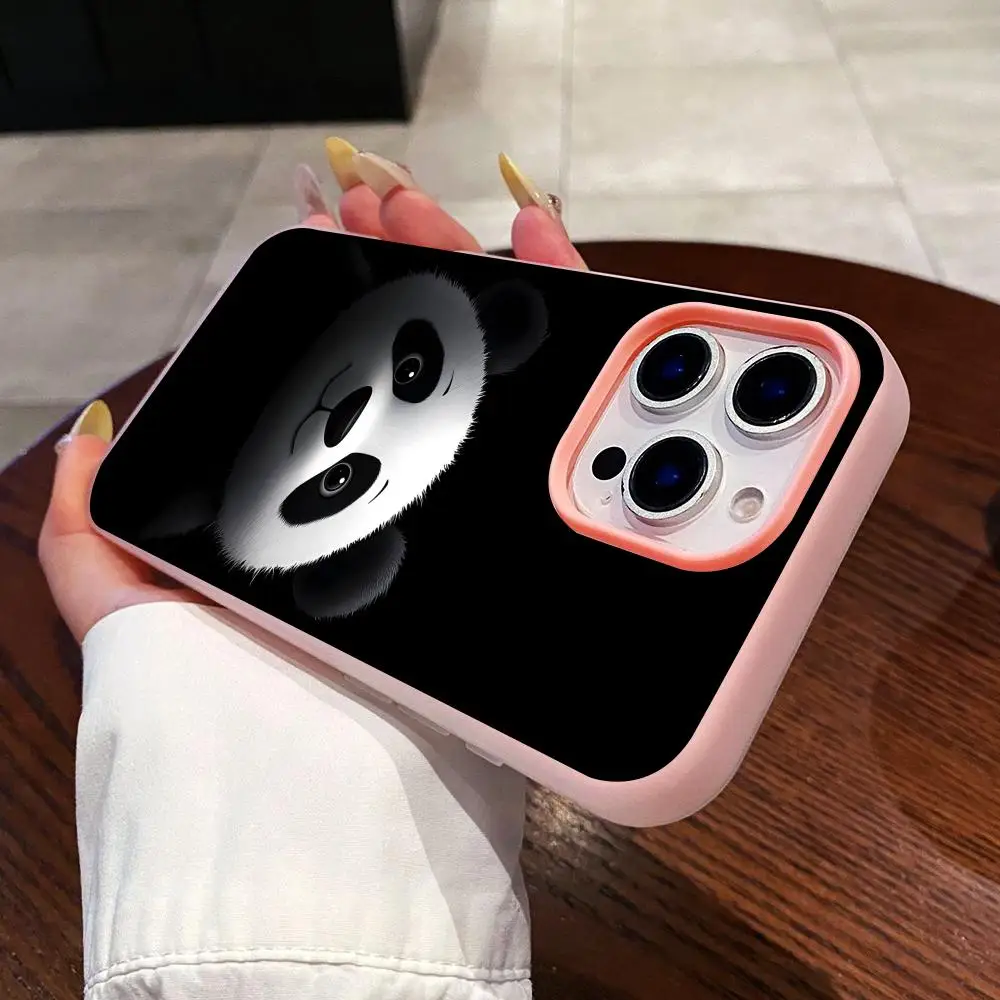 

Милый чехол для телефона с пандой для iPhone 17 16 15 14 13 12 11 Air Pro Max Plus, двухслойный, розовый, с эффектом желе