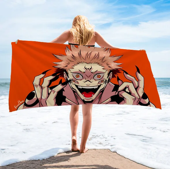 Jujutsu Kaisen Printed Microfiber Bath Beach Towel for Kids Boys 70*140cm Soft Water Absorbing Breathable Anime Swimming Travel