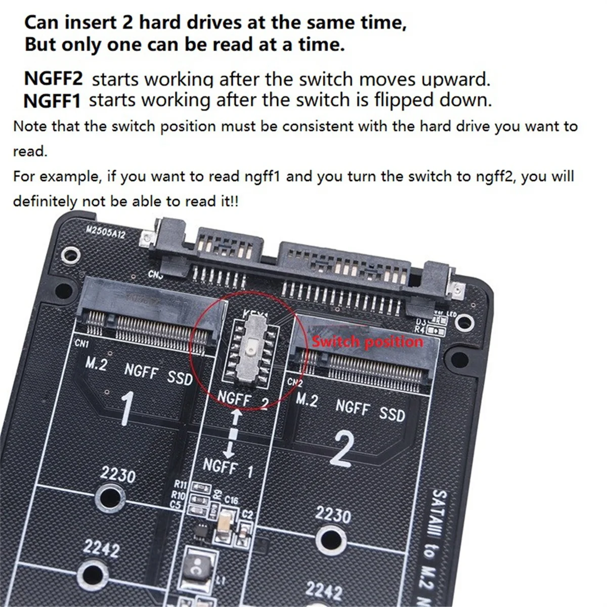 محول M.2 إلى SATA3.0 مزدوج ، SSD بروتوكول SATA ، 2 منفذ NGFF M.2 B مفتاح إلى SATA ، 6Gbps ، محول SATA