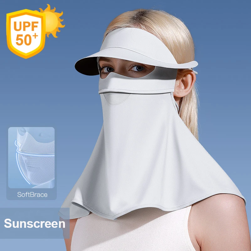 

Sunscreen Mask Hat Ice Silk Face Mask Neck Gaiter Adjustable Ear Hanging Mask Outdoor Cycling Running UV Protection Face Cover