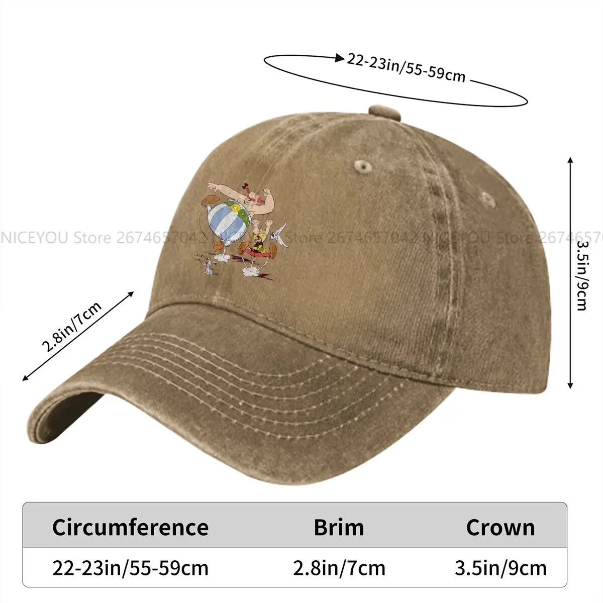 Summer Cap Sun Visor Graphic Hip Hop Caps Asterixs and Obelixs Cartoon Comic Cowboy Hat Peaked Hats