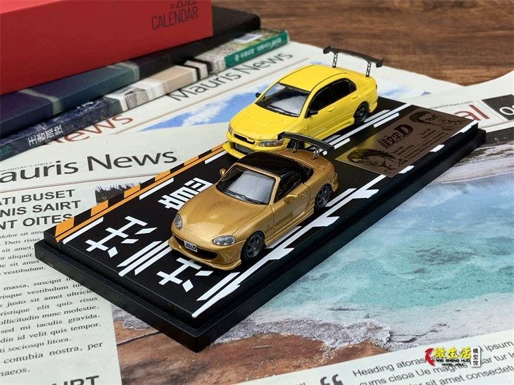 Newly Stocks Hi Story Modeler 1:64 Double Car Set Version Mazda Roadster Orange And Lancer EVO VII Yellow Color In 2024