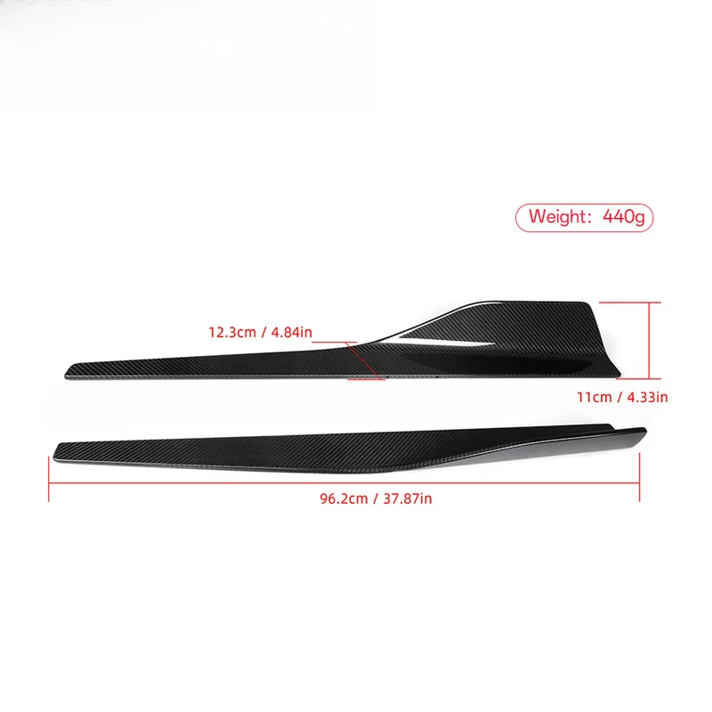 Hot Selling Prepreg Dry Carbon Fiber Side Skirt Polished Black Lightweight Universal Auto Exterior Modification Accessories