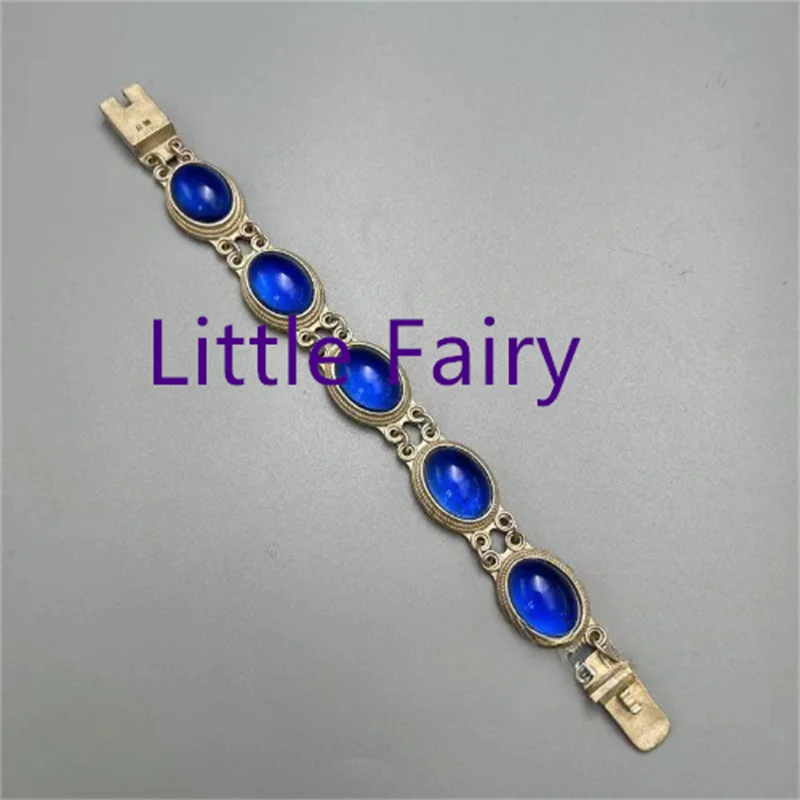 

Little Fairy/ Tibetan Silver Ethnic Style Retro Vintage Inlaid Gemstones Bangles Men Women Fine Jewelry Fashion Personality Gift