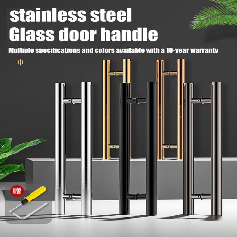 

Glass Door Handle Stainless Steel Rose Black Titanium With Or Without Frame KTV Door Handle And Sliding Wooden Door