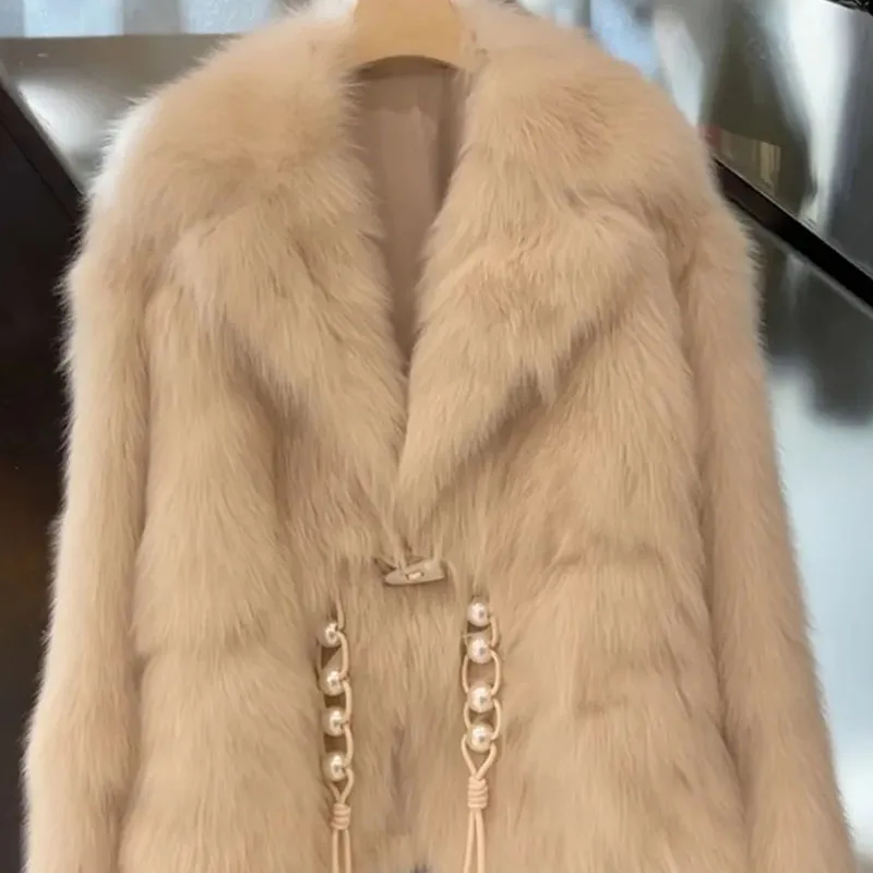 Inverno senhoras cor sólida pele topos casaco 2025 high-end moda feminina solta de pelúcia outwear coreano feminino lazer jaqueta de pele do falso