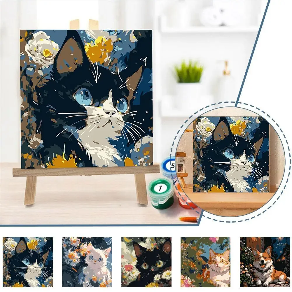 

598099 Painting By Numbers Digital Oil Painting DIY Hand-painted Coloring Animal Portrait Creative Cat