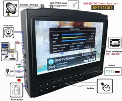 KPT-717ST Satellite Finder DVB-S2 DVB-T/T2 DVB-C Combo Digital Satellite Meter Finder H.265 Satellite TV Receiver