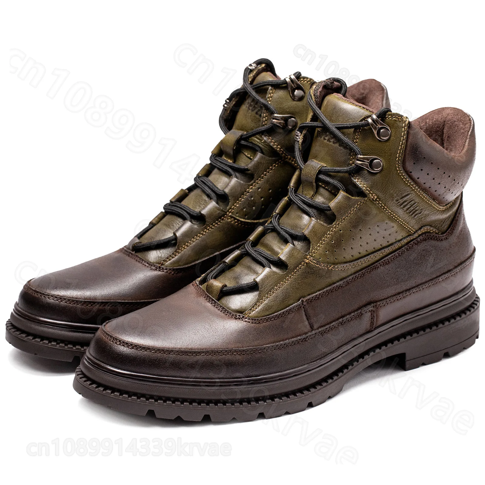 

Мужские ботинки в стиле ретро, одинаковые средние ботинки из воловьей кожи первого слоя, нескользящие, износостойкие уличные ботинки, мото botas para moto