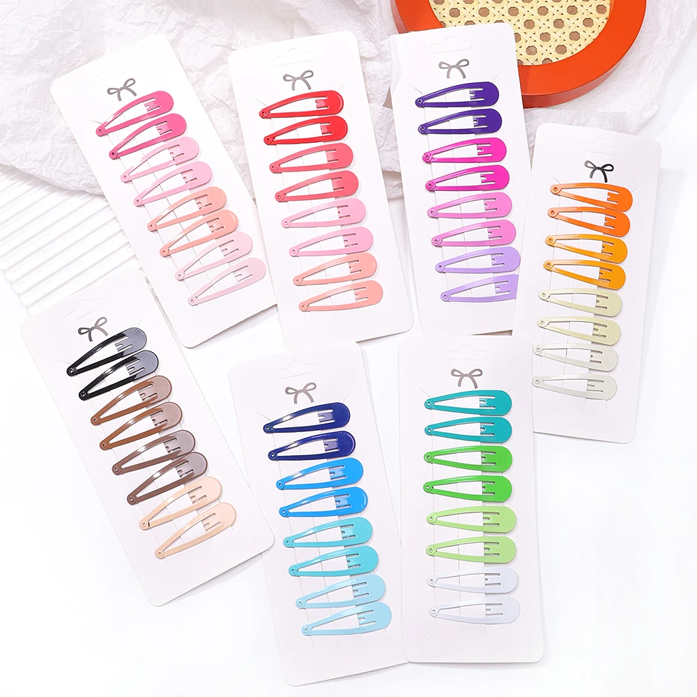 

8PCS/set Lovely Snap Metal Candy Color Girls Hairpins Hair Clip Kids Headwear Children Baby Hair Accessories BB Clips Barrette