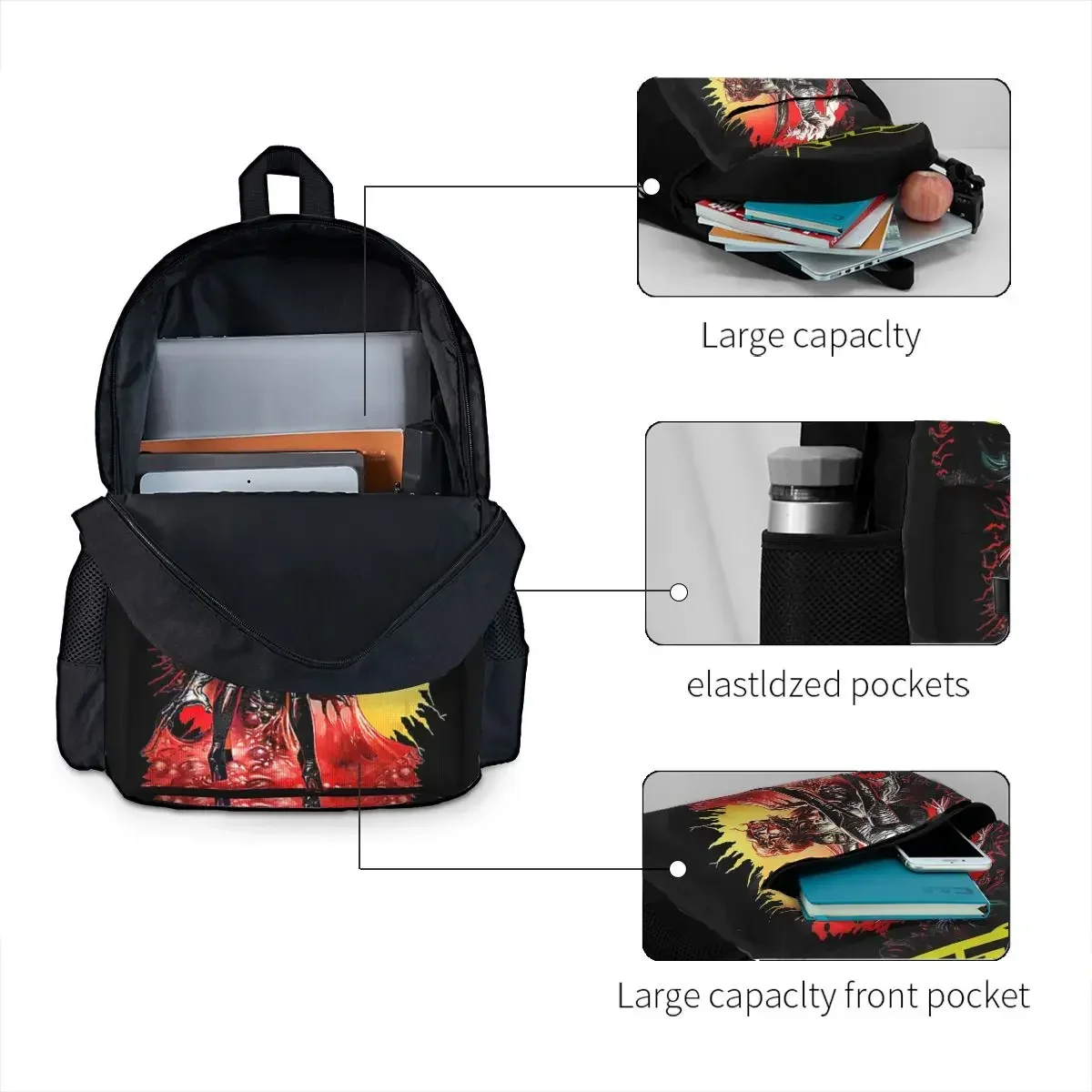 Ozzy Osbourne Merch Prince Of Darkness Backpacks Boys Girls Bookbag Students School Bags Cartoon Travel Rucksack Shoulder Bag