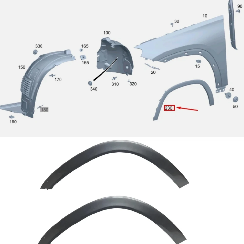 

Front bumper leaf plate wheel arch A1678809704 A1678809804 For Mercedes Benz GLE-Class V167 GLE350 GLE450 2020-2023