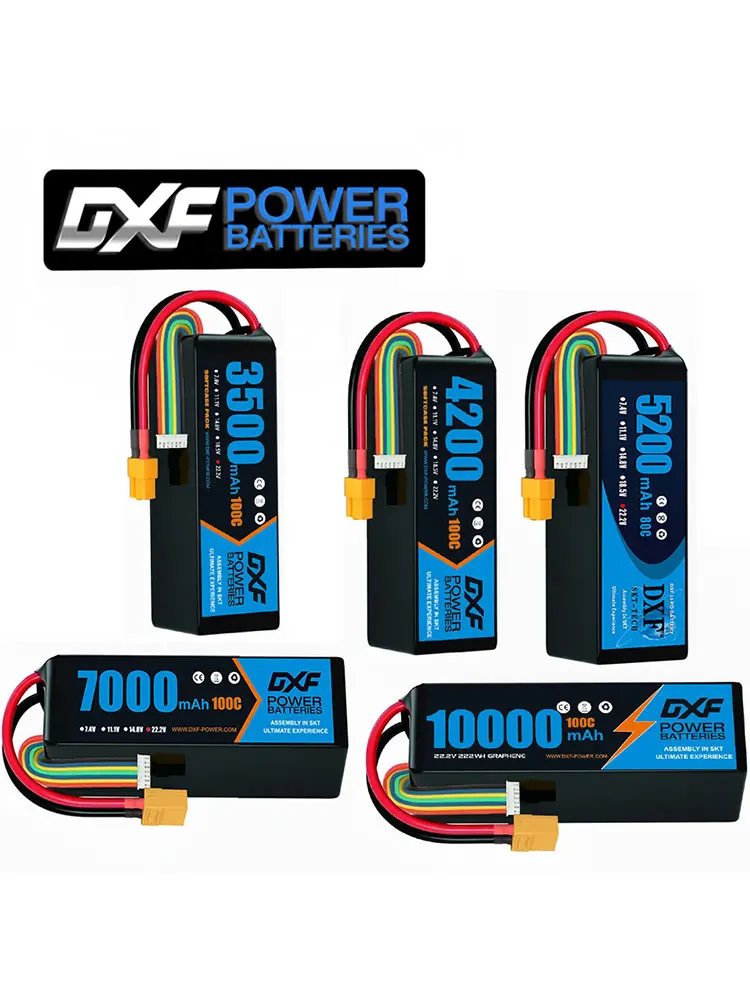 DXF Lipo Batterij 6S 22.2V 3500mAh 4200mAh 5200mAh 7000mAh 10000mAh 80C 100C voor RC Helicopter Drone UAV FPV Boot Tankwagen AUTO - afbeelding 2