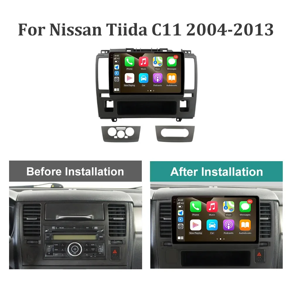 Auto Navi Touch Screen Android 14 Voor Nissan Tiida C11 2004 - 2013 Auto Radio Stereo Speler 5G Wifi Dsp 4G Laat Carplay Tools Bt