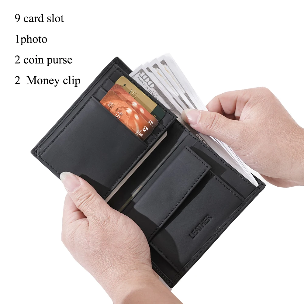 

Genuine Leather Men's Wallet RFID Card Holder for Men Coin Purse Portable Male Wallets Billfold