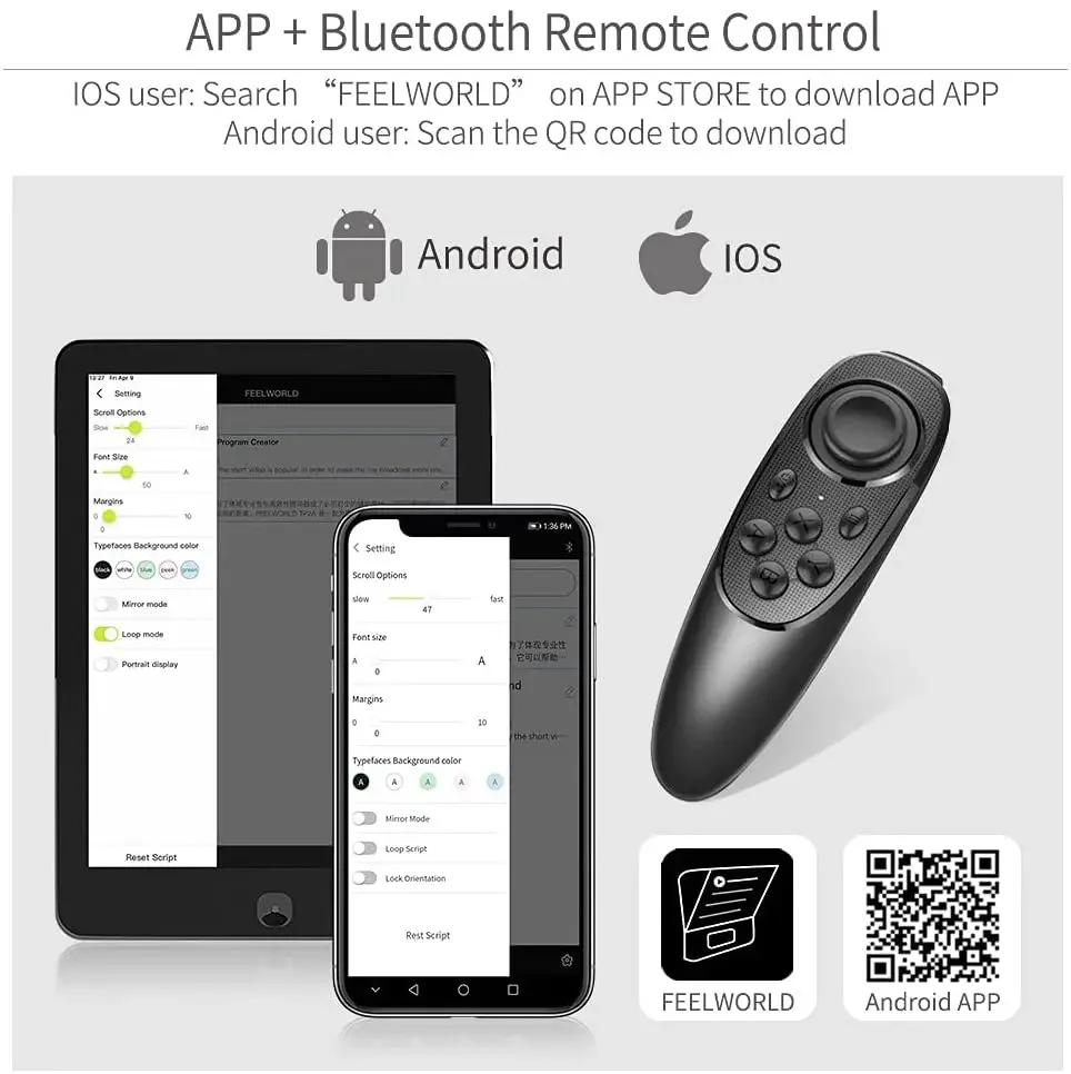 FEELWORLD TP2A 8 Inch Remote Control Universal Cellphone Tablet DSLR Camera Portable Teleprompter for Dslr Mobile Phone