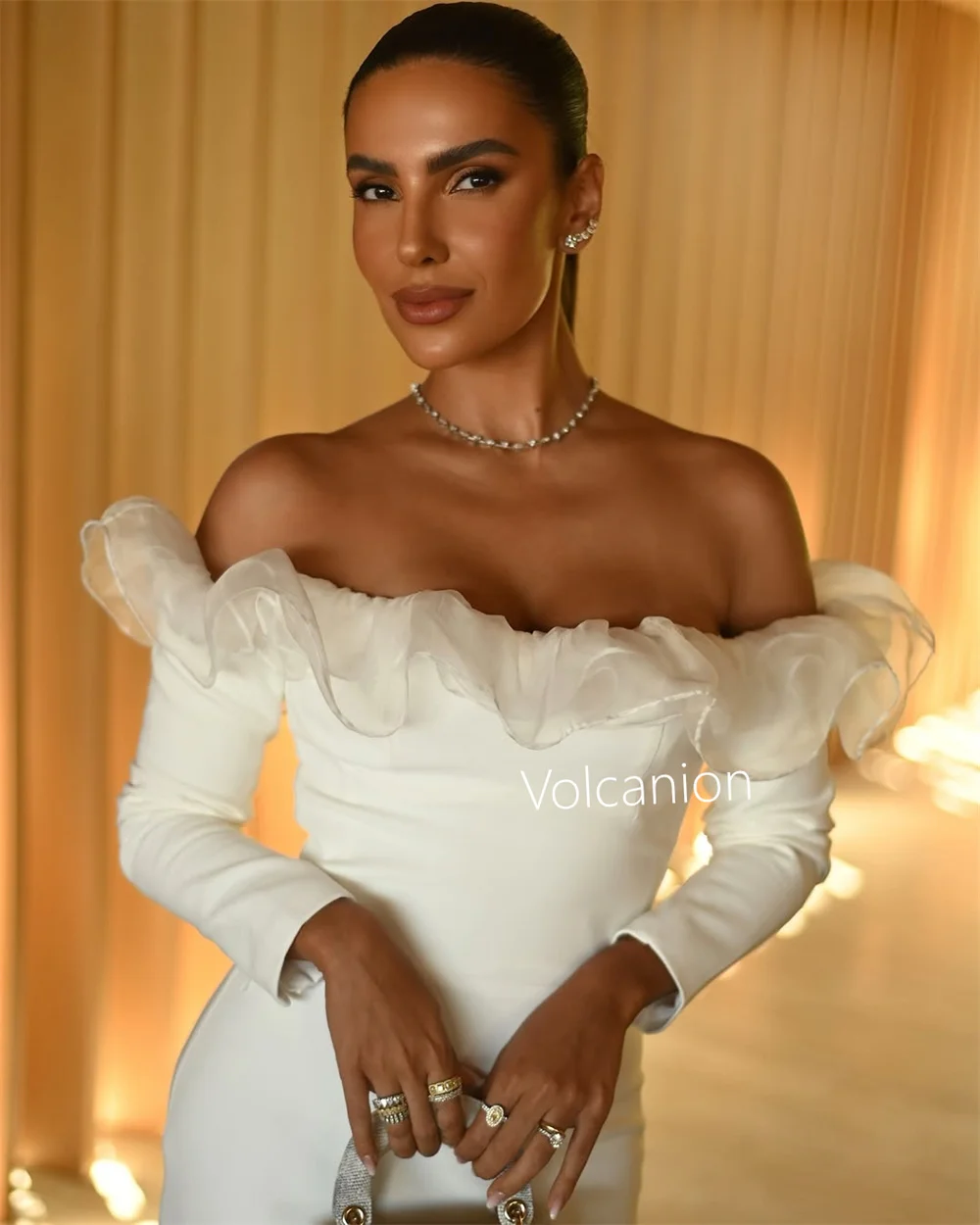 Robe mi-longue en Jersey personnalisée, à volants, épaules dénudées, sur mesure, pour occasions formelles, mode de soirée