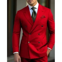man 2 piece outfit set Pointed collar high-quality slim jackets men's suit with peak lapel for wedding Summer beach 5