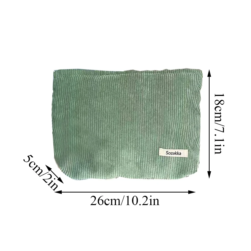 Corduroy Travel Cosmetic Bag Portable Makeup Storage Bag Purses Women Large Capacity Zipper Make Up Organizer Storage Clutch image 3