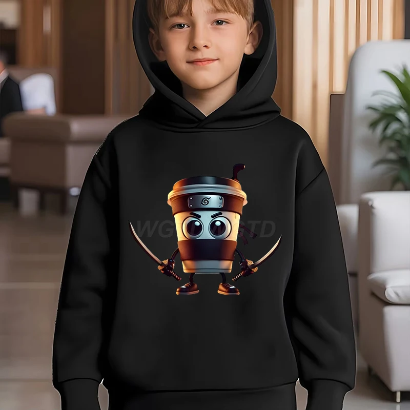 

Funny Cappuccino Assassino Hoodies Boys Girls Funny Italian Brainrot Print Hoodie Long Sleeve Hooded Tops Kids Humor Sweatshirts
