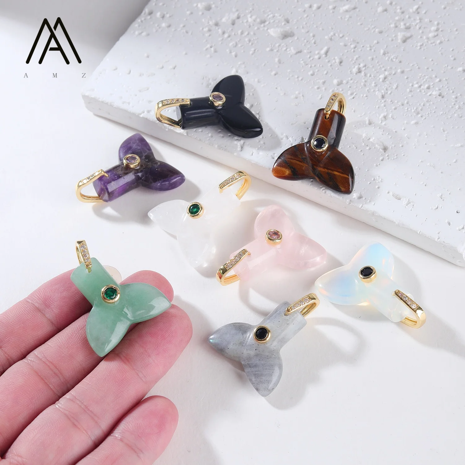 1/3/5/10pcs Fish Tail Natural  - Crystal Pendant Necklace Natural Stone review and price