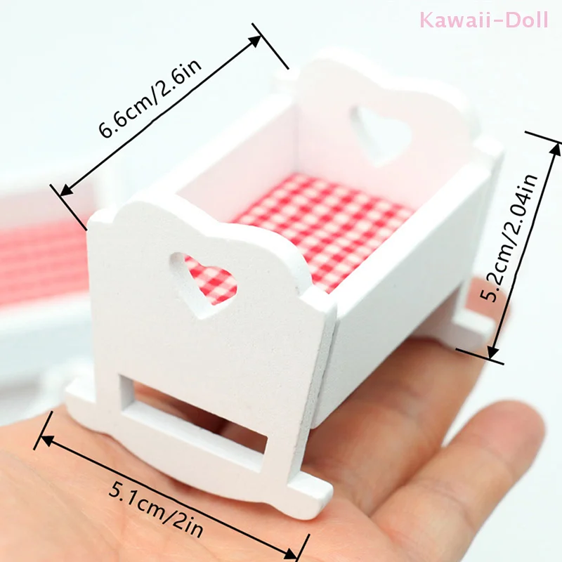 Letto per bambini in legno in miniatura Mobili Modello Letto Culla per asilo nido Culla per bambini 1:12 Decorazioni per casa delle bambole Accessori per casa delle bambole giocattolo