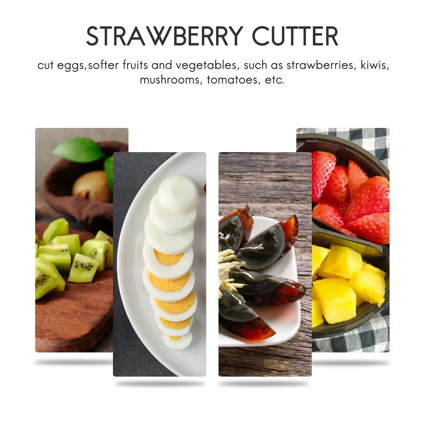 

Яйцерезка, яйцерезка, сверхмощная слайсер для клубники, фруктовых украшений, проволока из нержавеющей стали с 2 стилями нарезки SQ