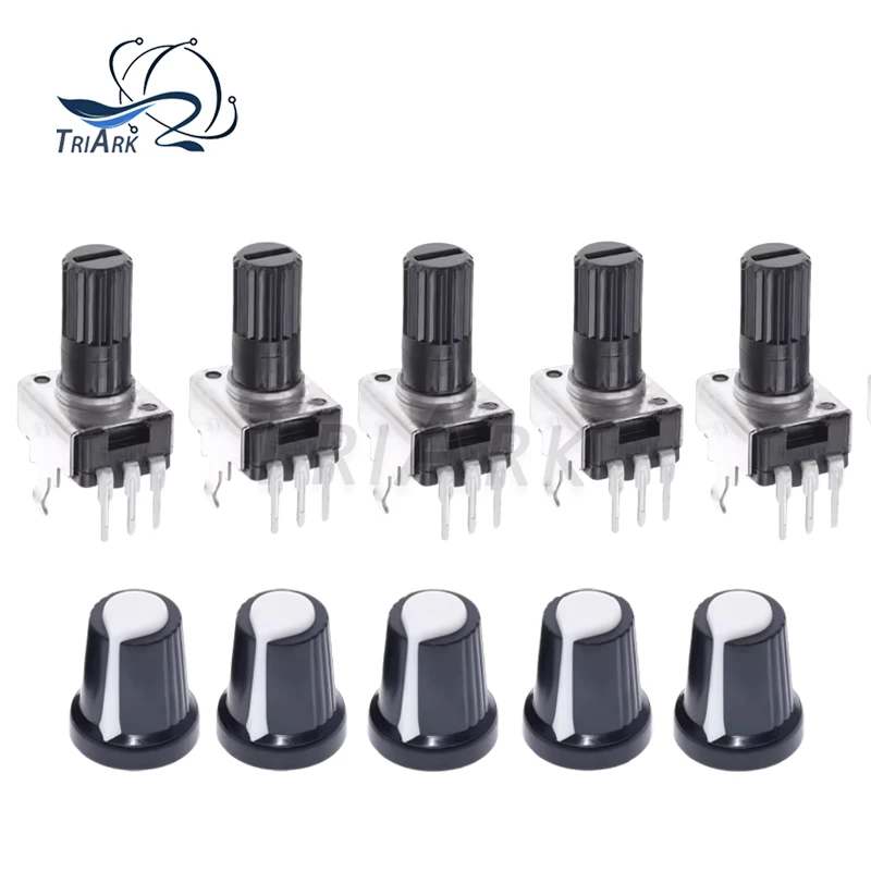 5set RV09 103 volume potentiometer (5 potentiometers + 5 knobs AG2 with white covers) 0932 adjustable resistors