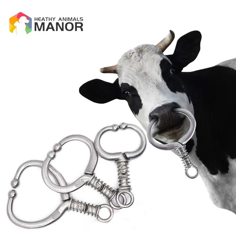 Cattle Nose Rings Stainless Steel Cattle Nose Clamp Bull Cow Spring Nose Farm Animal Supplies Cattle Nose Rings