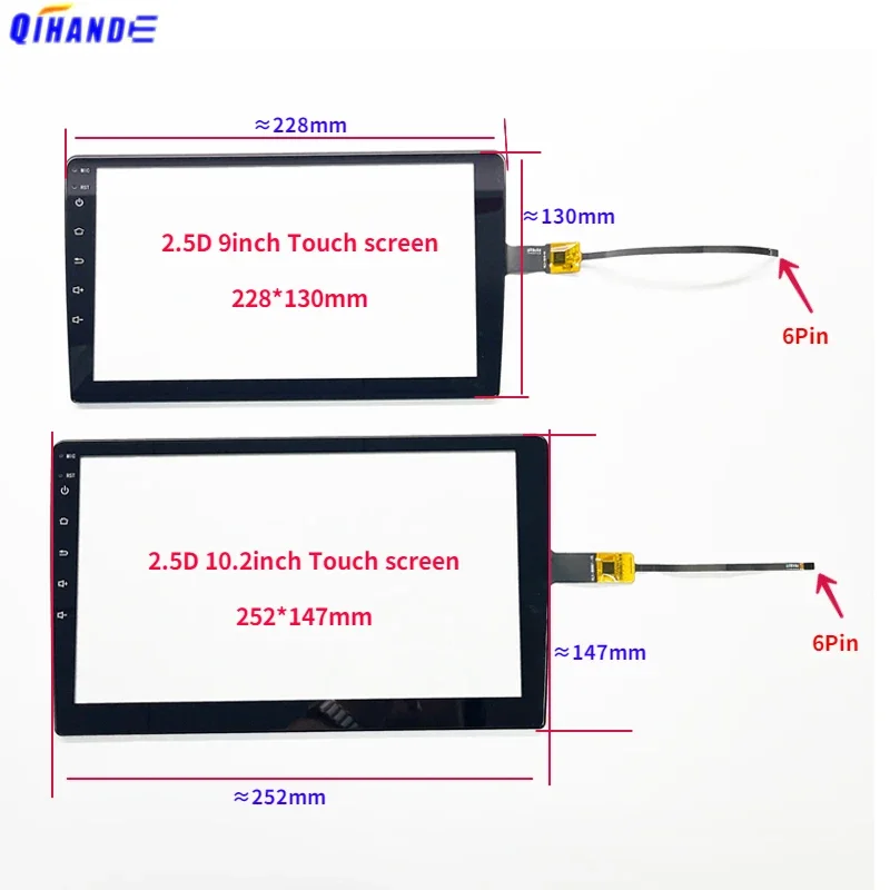 6 PCS/lot 2.5D Touch Screen For 9 inch 10.2 inch Touch Sensor Digitizer KHX-1093 HYT KHX-9055B HLX-1819-V1 HLX-90023 GT911