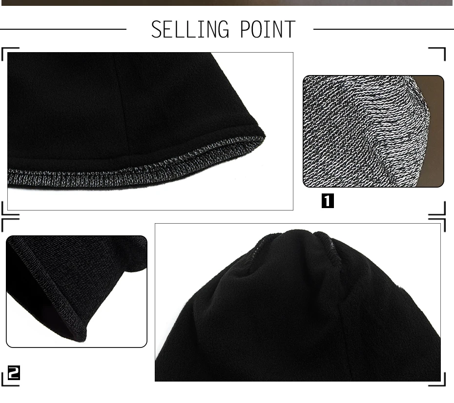 Neue Modische Nachtreflektierende Mütze Herbst Winter Beanies für Männer und Frauen Sport Outdoor Fleece-Gefütterte Strickmützen Warme Kappe Unisex – Detail 2