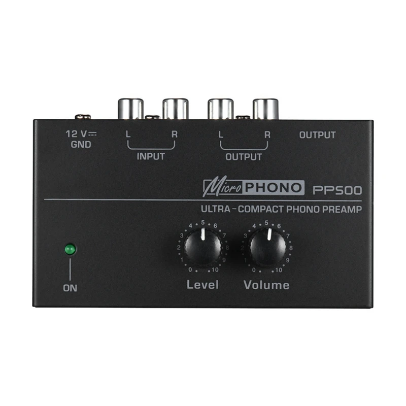 Préampli Phono Ultra-Compact 6X PP500 avec Basses et Aigus, Équilibre, Réglage du Volume, Préampli Coloré, Prise US