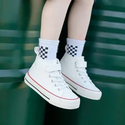 2024 New Children's Canvas Shoes Solid Color Hand Painted Boys and Girls High Top Fashion Versatile Kids Casual Shoes 3-12y