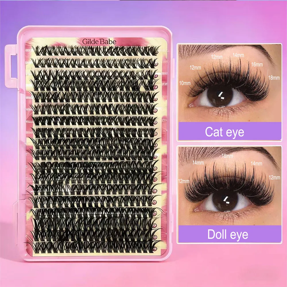 80D/100D 630 Pcs DIY Eyelash Extension Kit with Tweezers, Glue and Seal Reusable Single Eyelashes Cluster Lashes